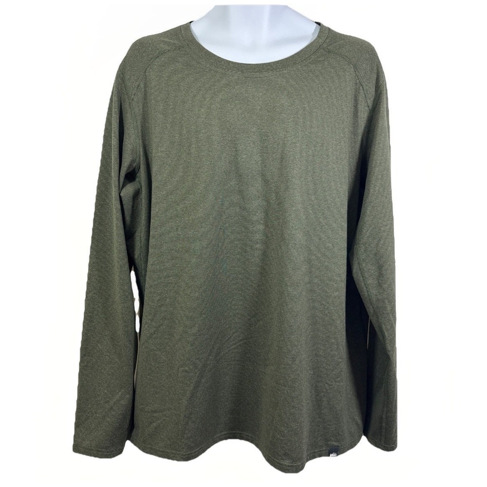 REI Co-op men's XL Long Sleeve Athletic Performance T-Shirt Green Performance‎
